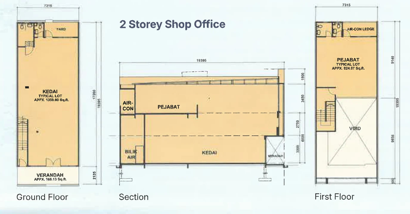 Type 2-Storey Shop Office Floor Plan