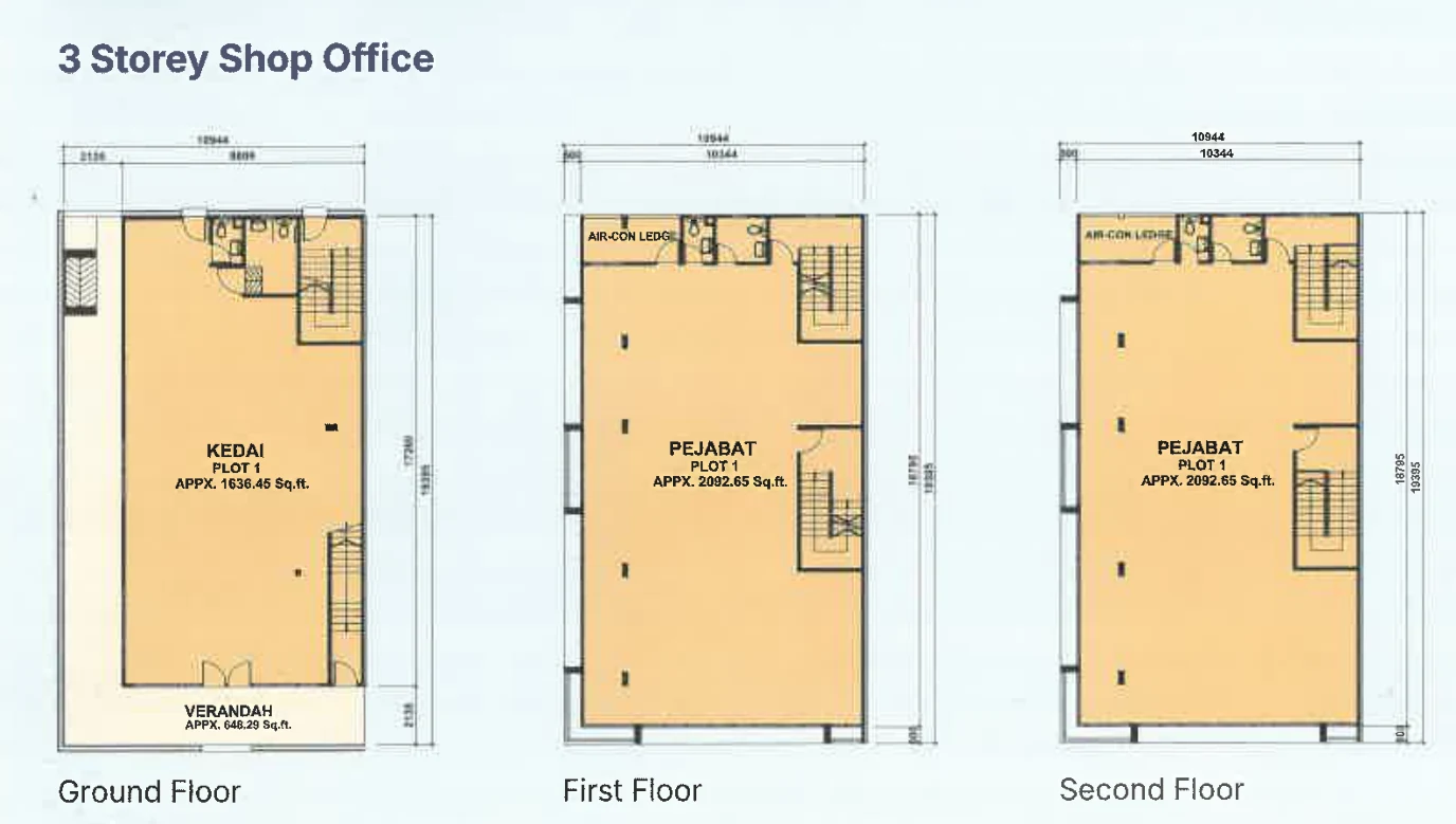 Type 3-Storey Shop Office — 5,096 - 10,134 sqft