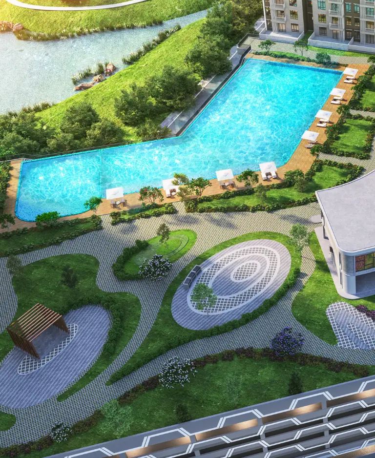 KSL Lakeview aerial view of the Level 6 pool deck