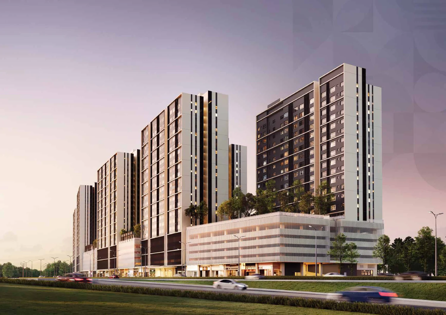 Larkinton Adison four 22-storey towers above the ground-level retail, Larkin Johor Bahru
