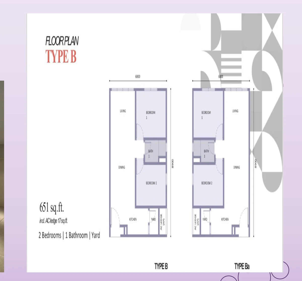 Type B — 651 sqft
