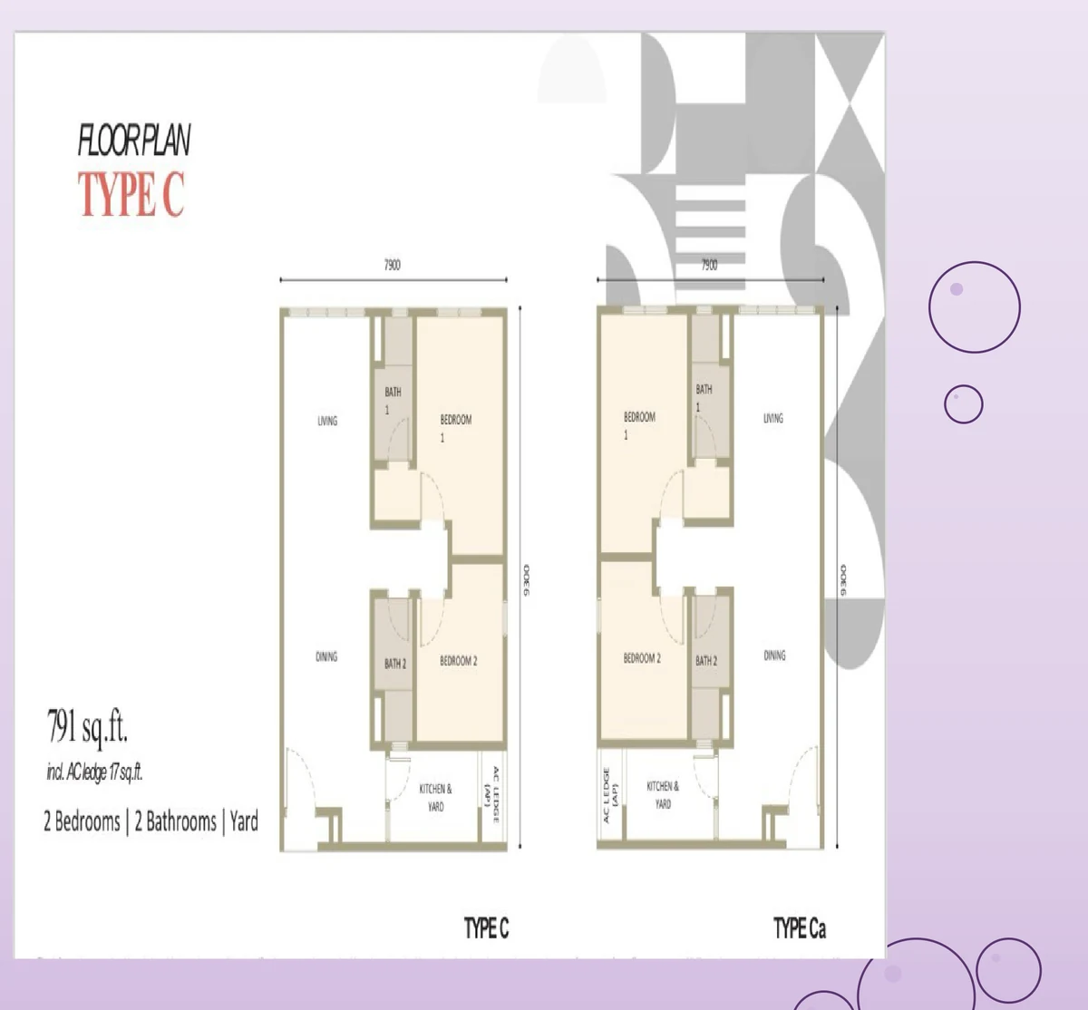 Type C — 791 sqft