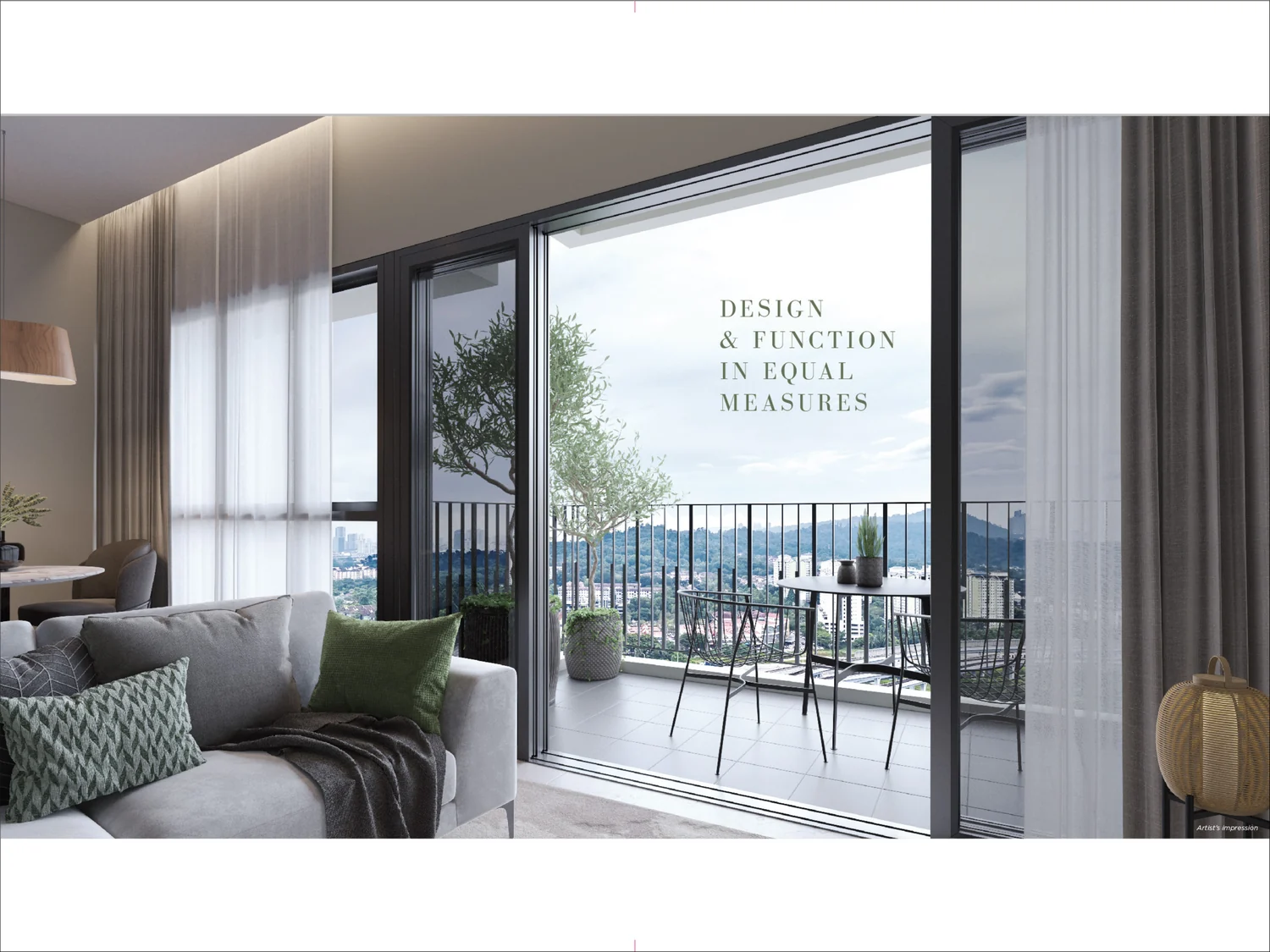 linari residence living with balcony artist impression