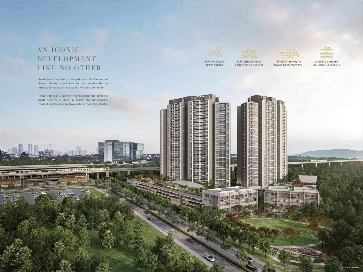 linari residence towers at dusk artist impression