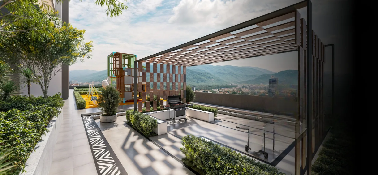 Lumina Residence sky garden with barbeque pavilion and city view