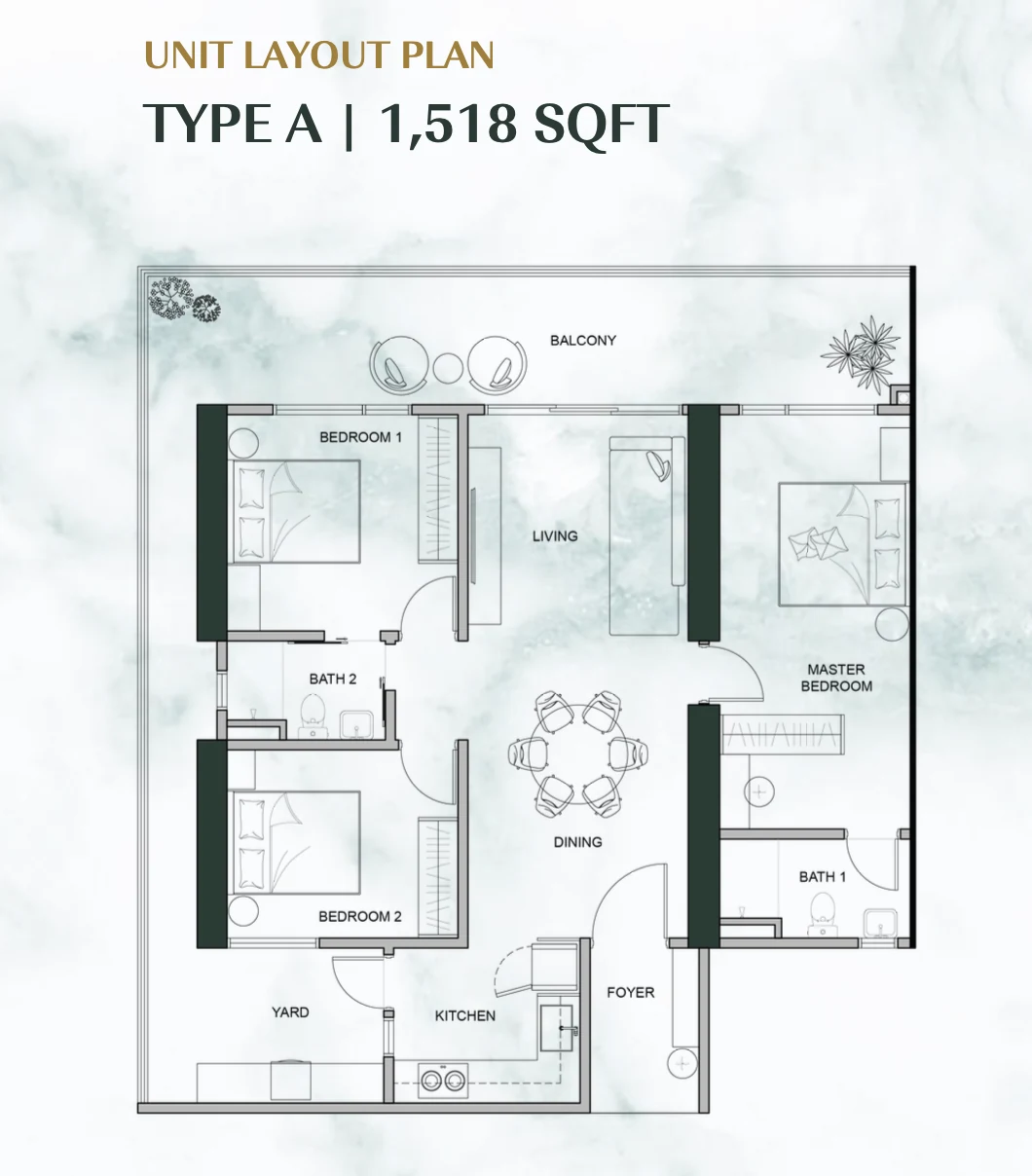 Type A — 1,518 sqft