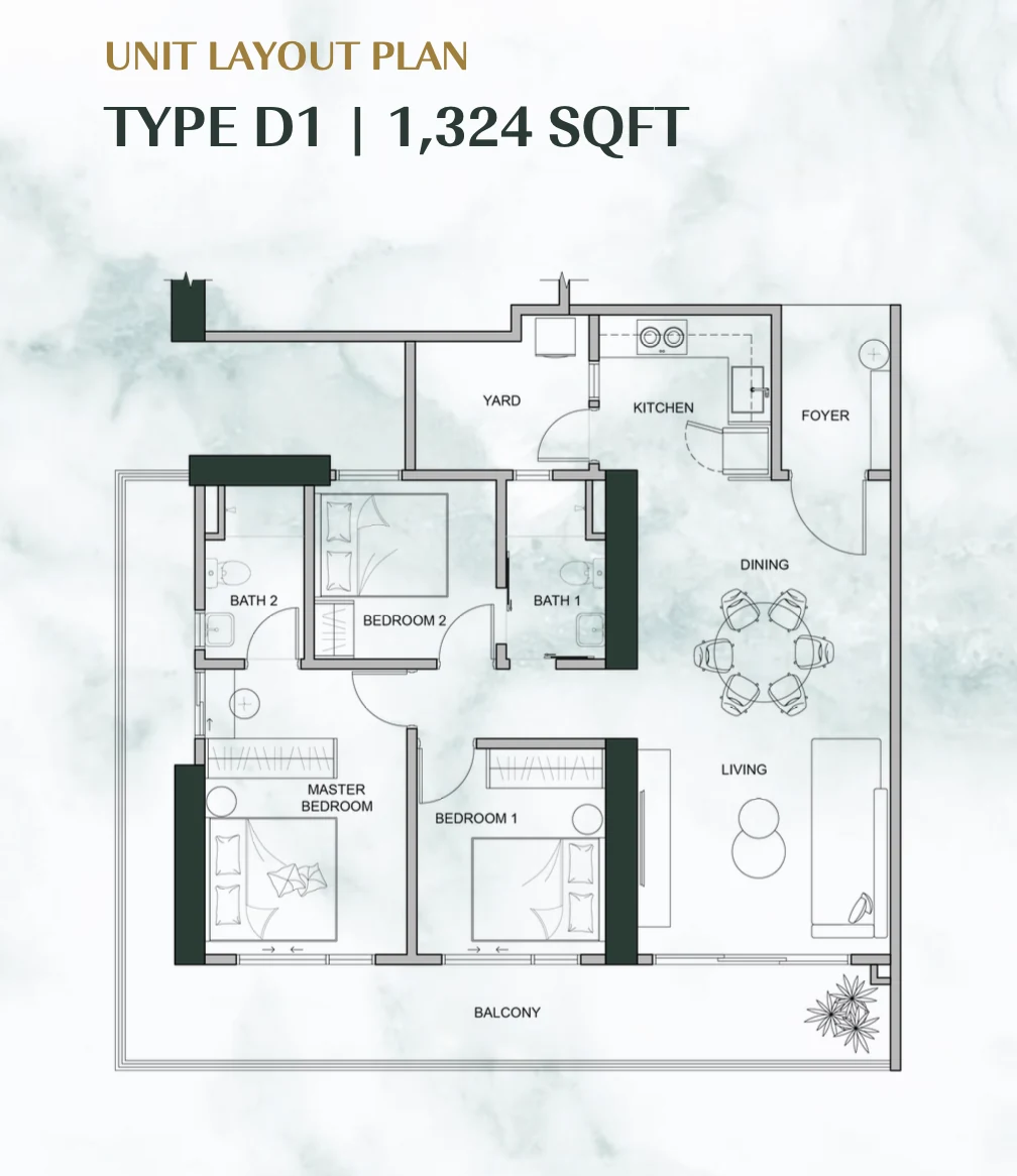 Type D1 — 1,324 sqft
