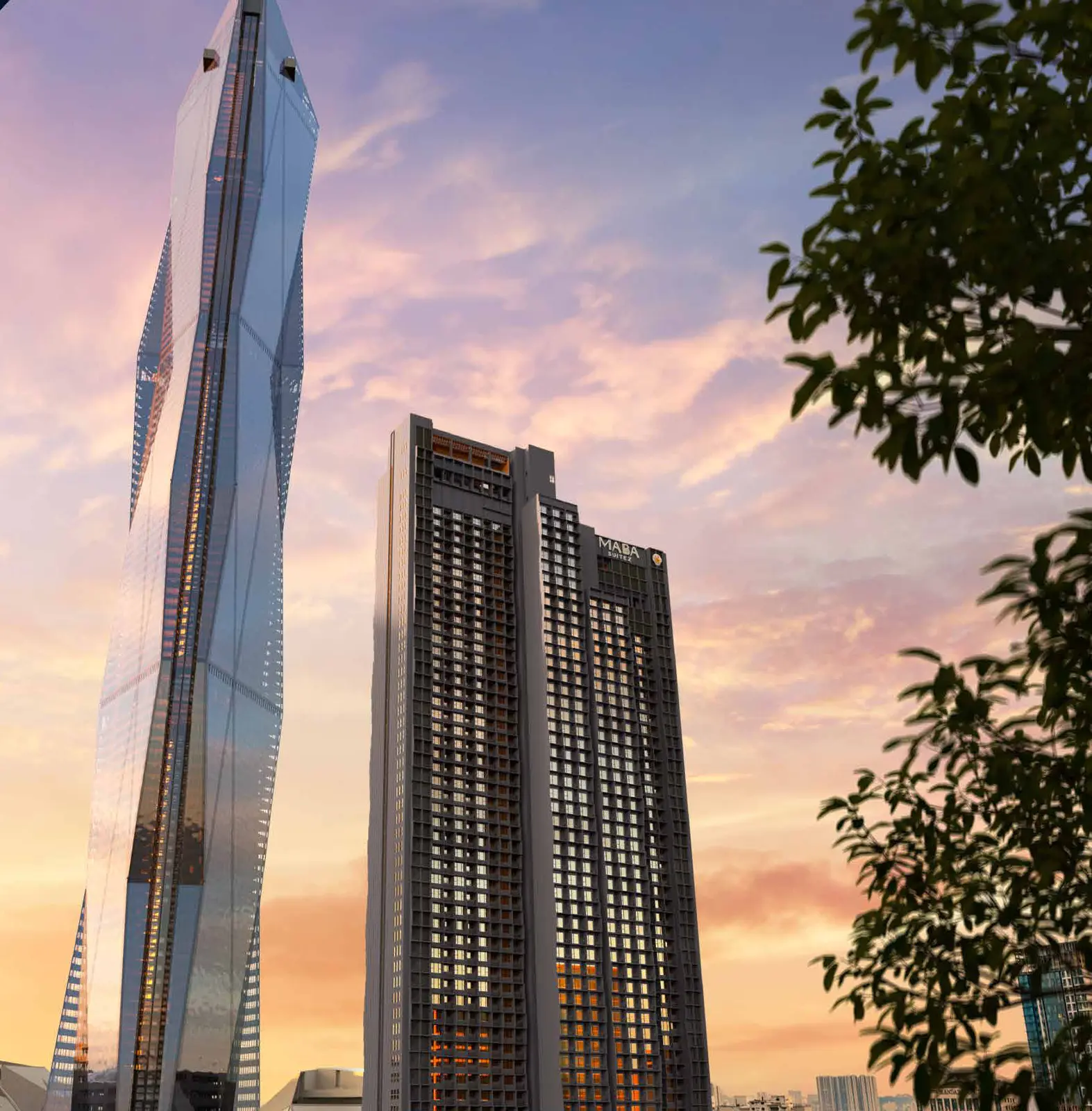MABA Suitez twin towers beside Merdeka 118 in Kuala Lumpur