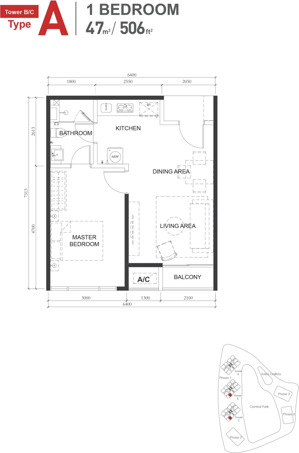 Type A — 506 sqft