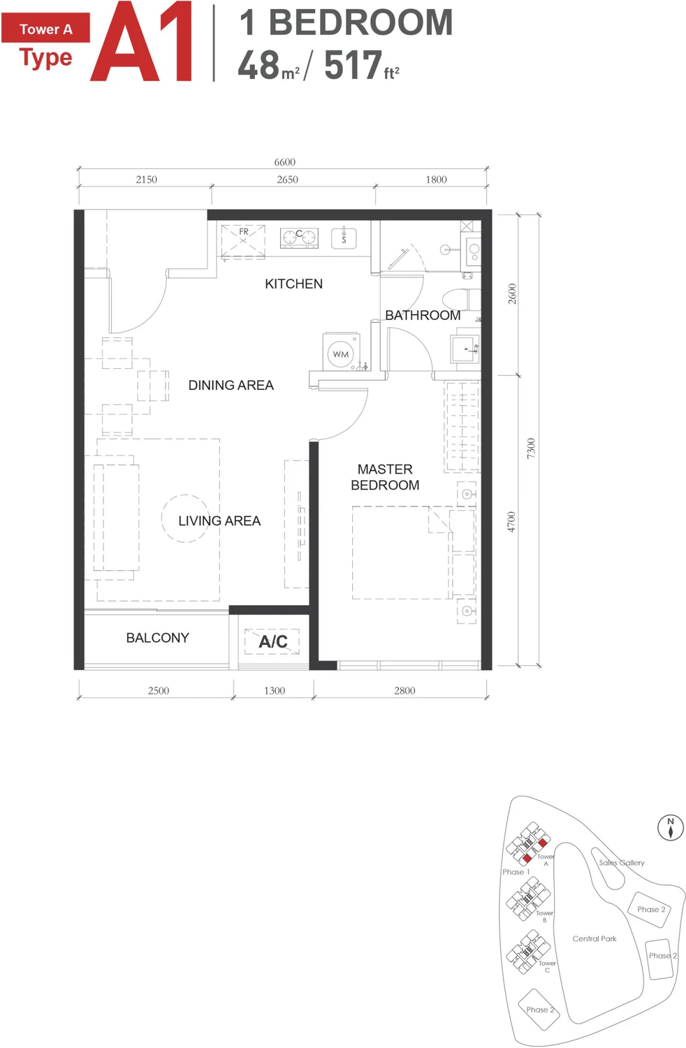 Type A1 — 517 sqft