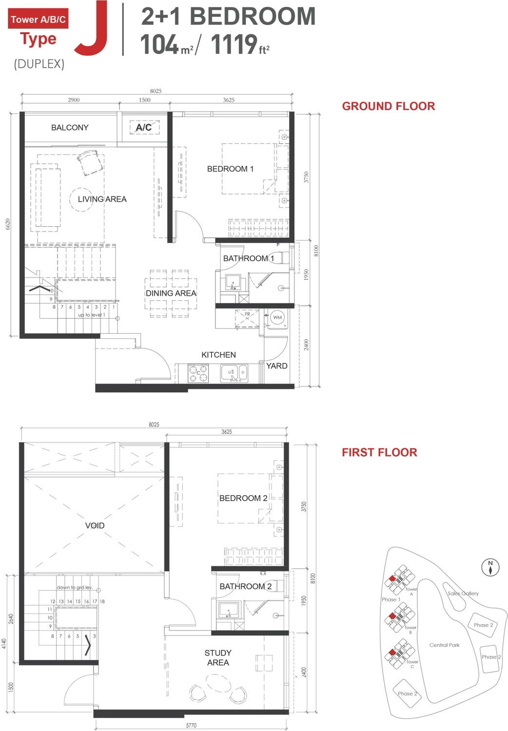 Type J — 1,119 sqft