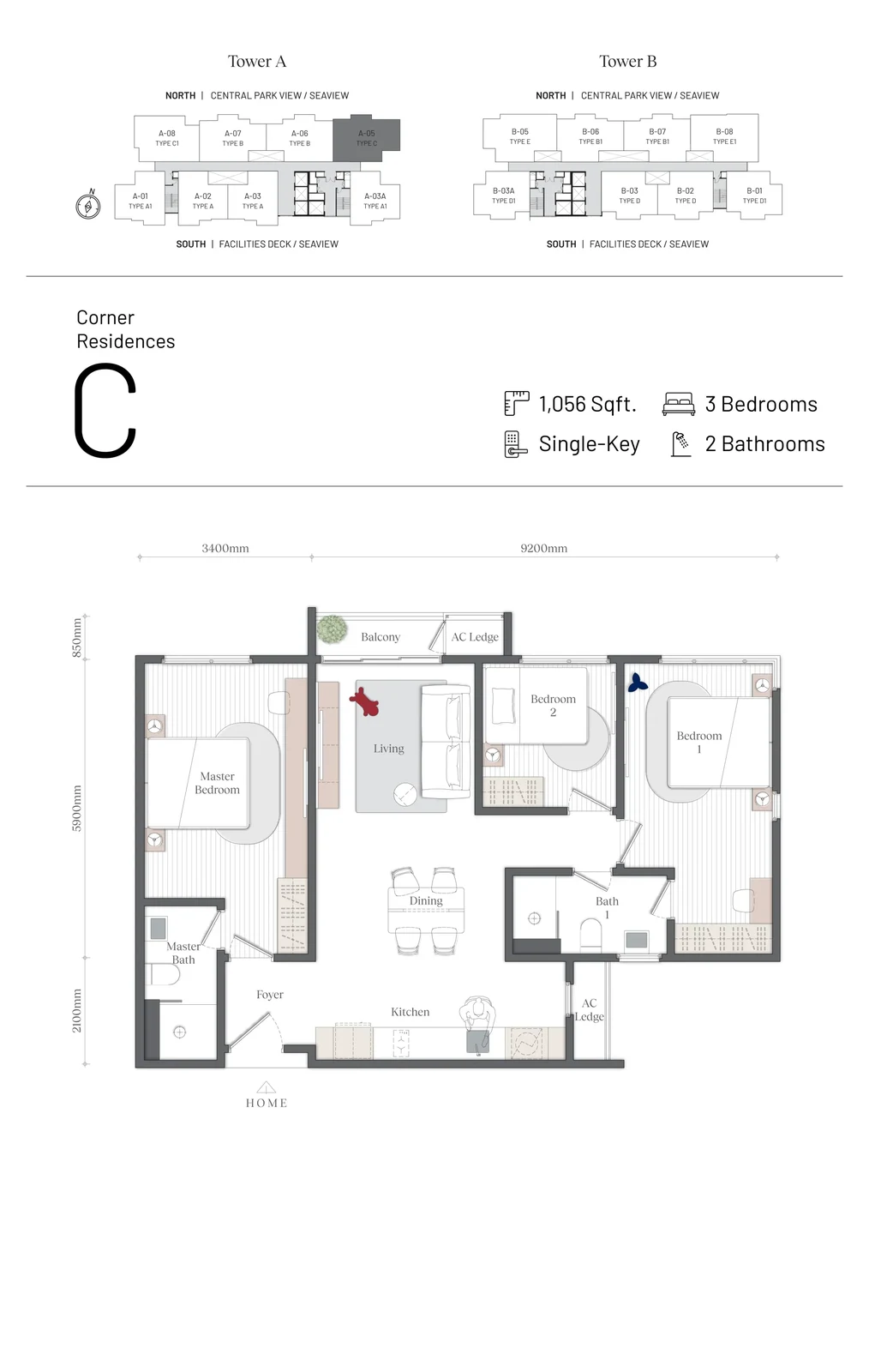 Type C — 1,056 sqft
