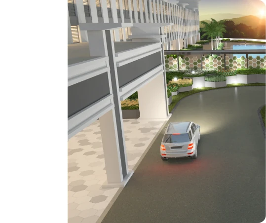 Montview Residences covered drop-off and pool deck artist impression