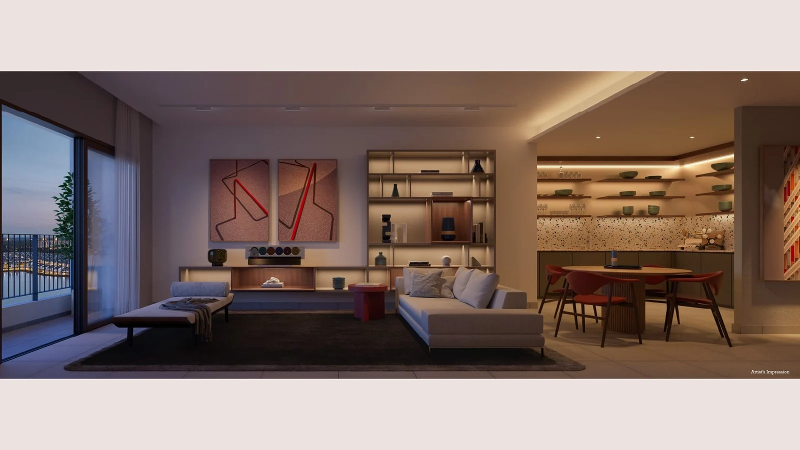 Myra Cove dining and living area