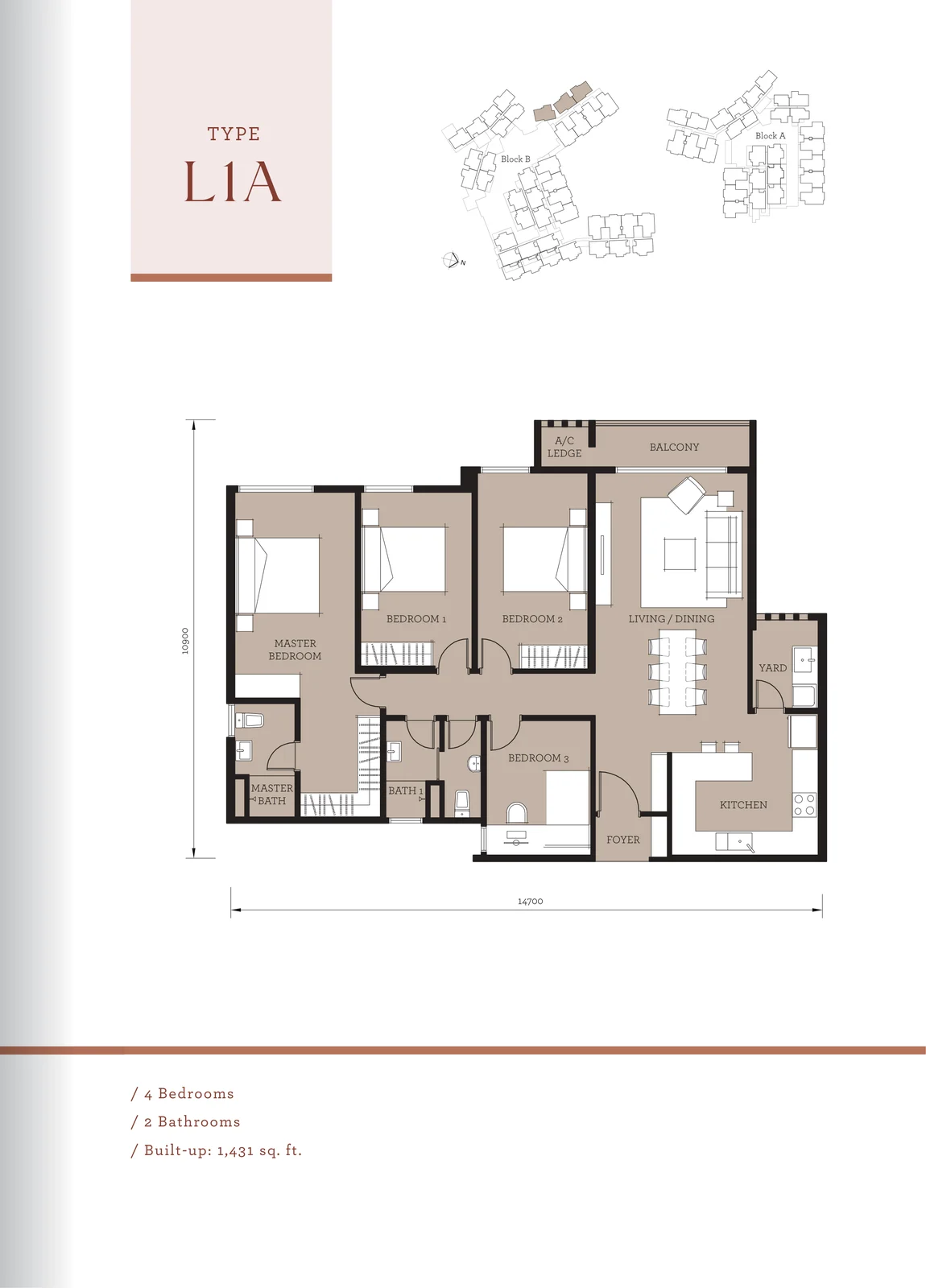 Type L1A — 1,431 sqft
