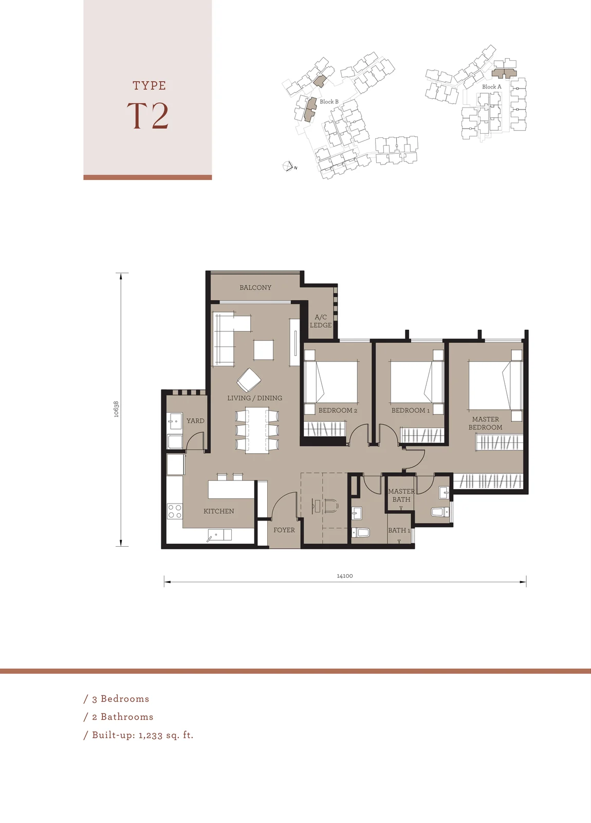 Type T2 — 1,233 sqft