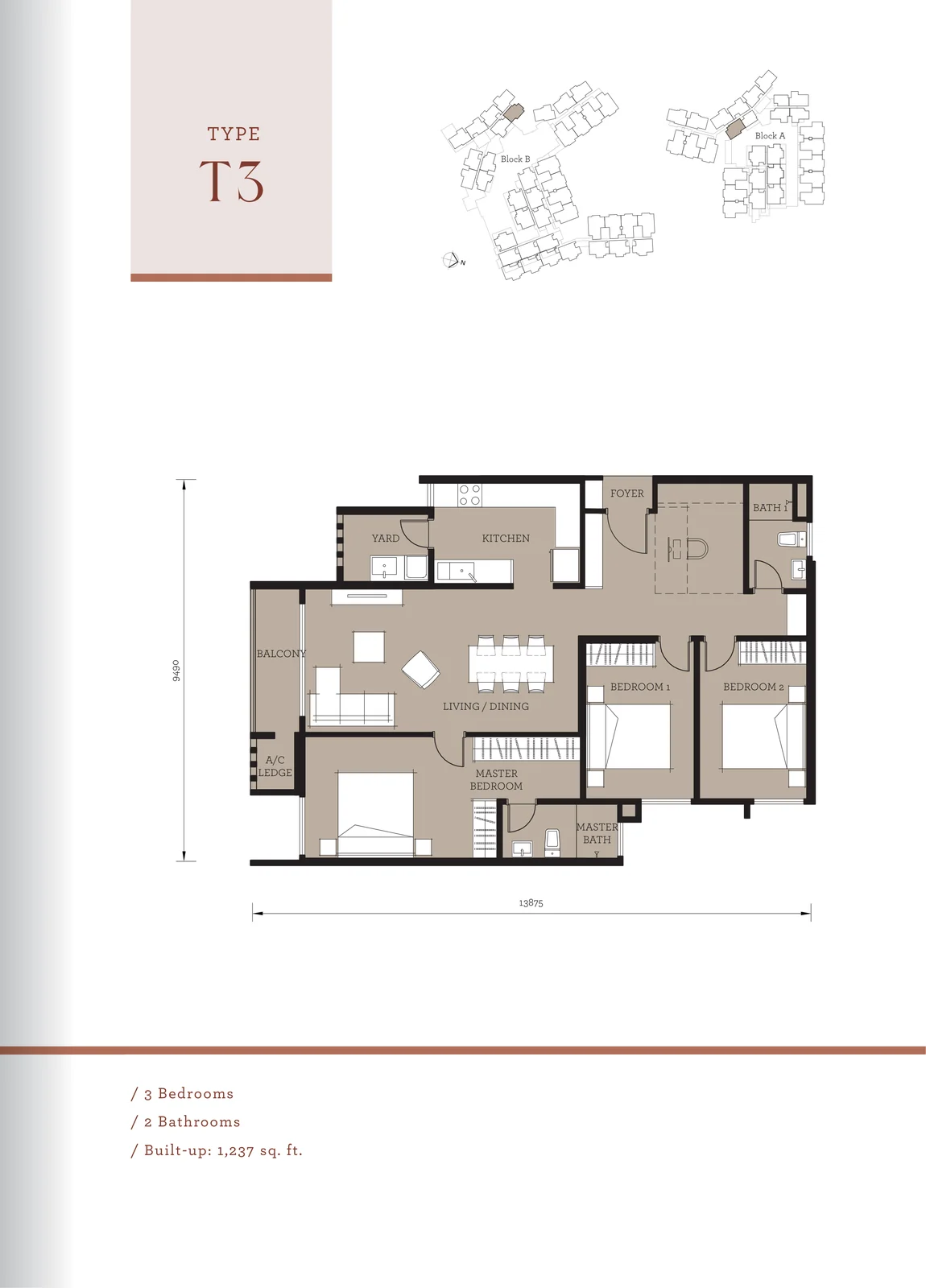 Type T3 — 1,237 sqft
