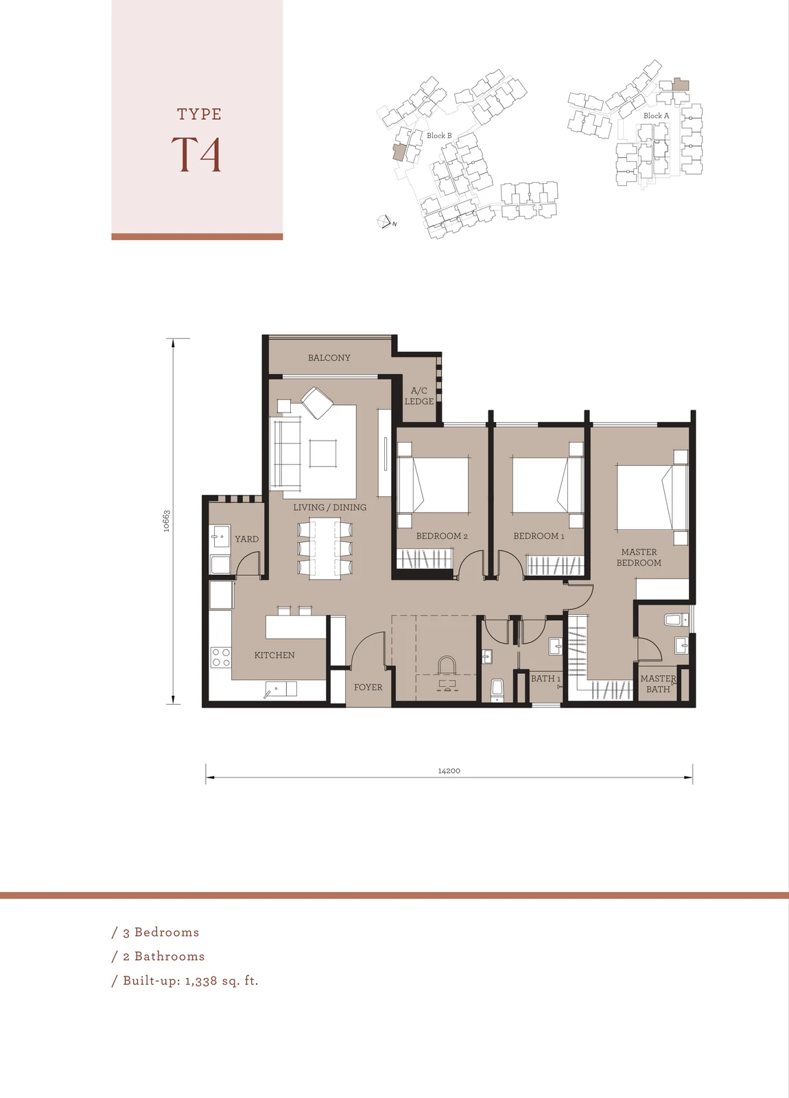 Type T4 — 1,338 sqft