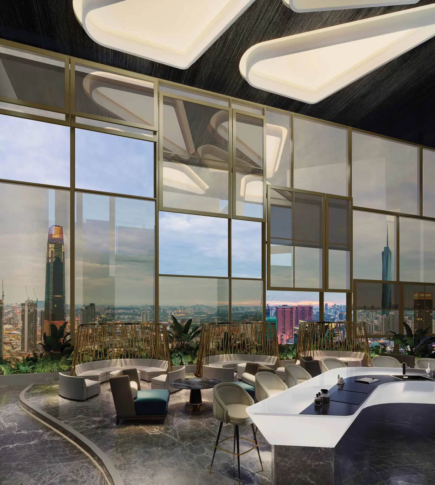 Orion Residence sky lounge and dining with city views