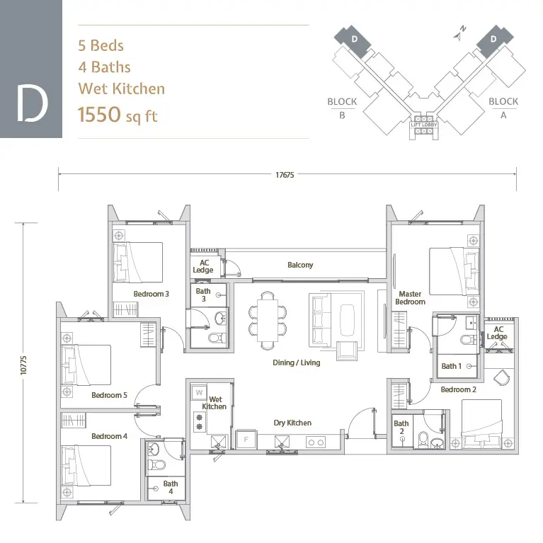 Type D — 1,550 sqft