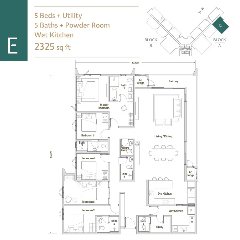 Type E — 2,325 sqft
