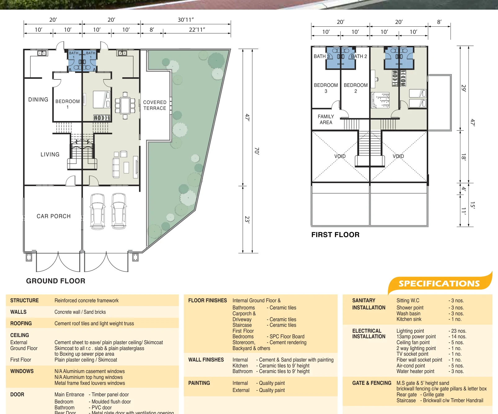 Type 2C - 1.5 Storey Terrace — 1400 sqft