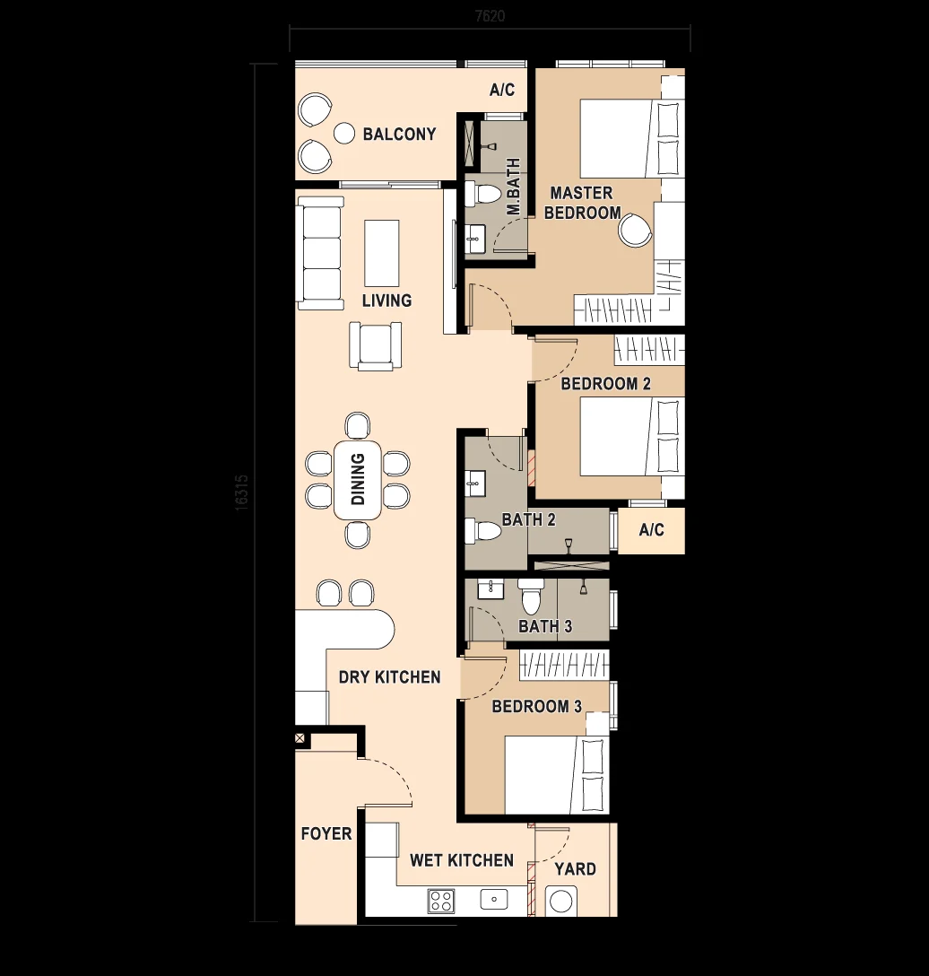 Type B — 1,228 sqft