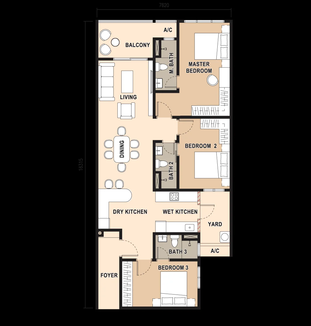 Type C — 1,282 sqft