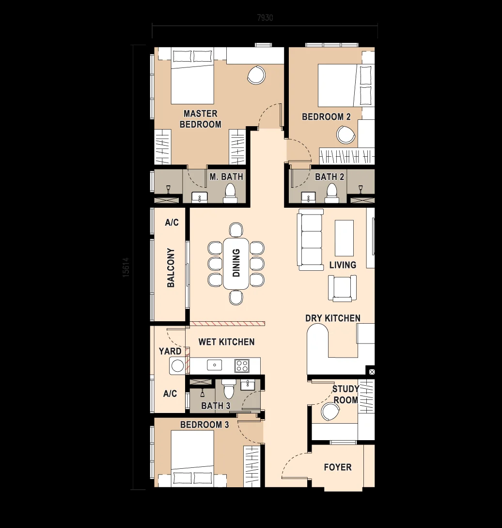 Type D — 1,335 sqft