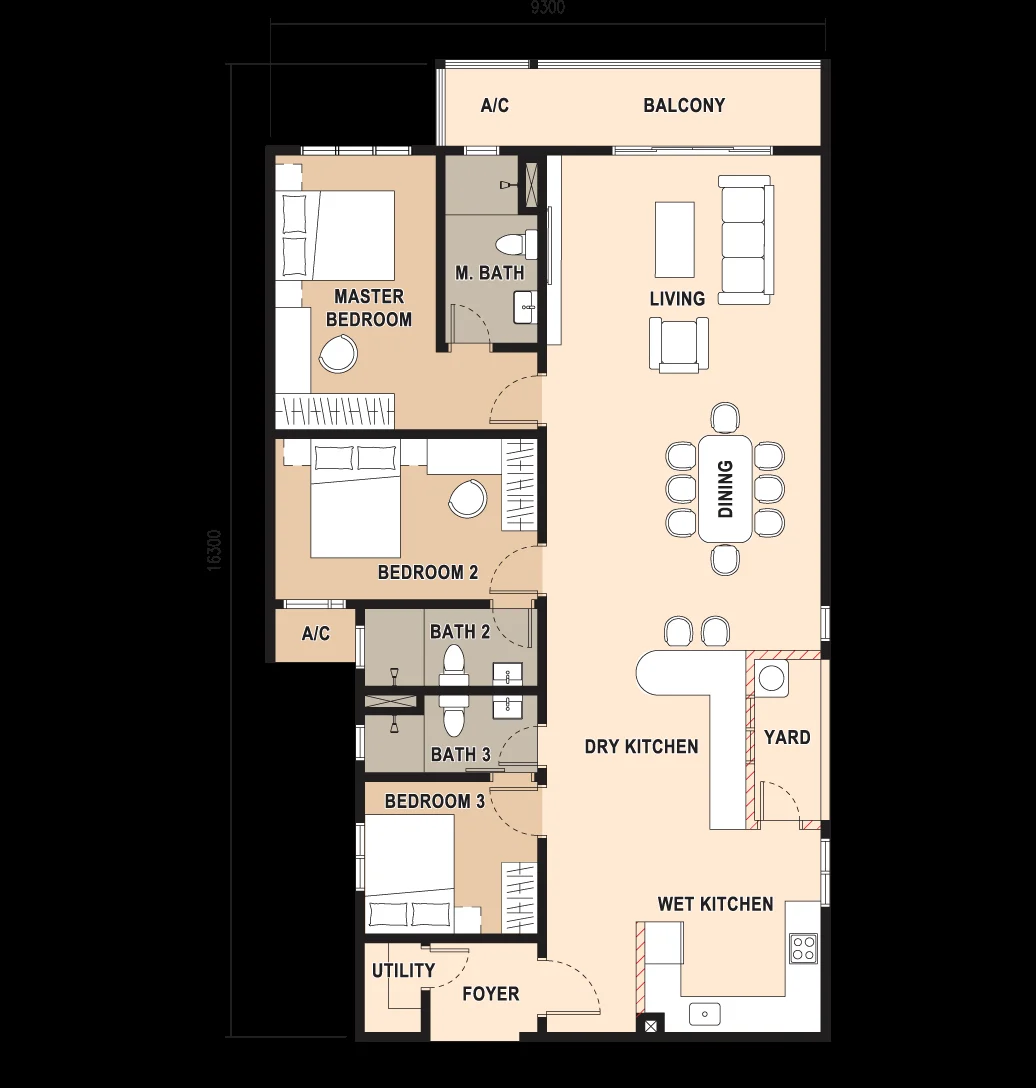 Type F — 1,486 sqft