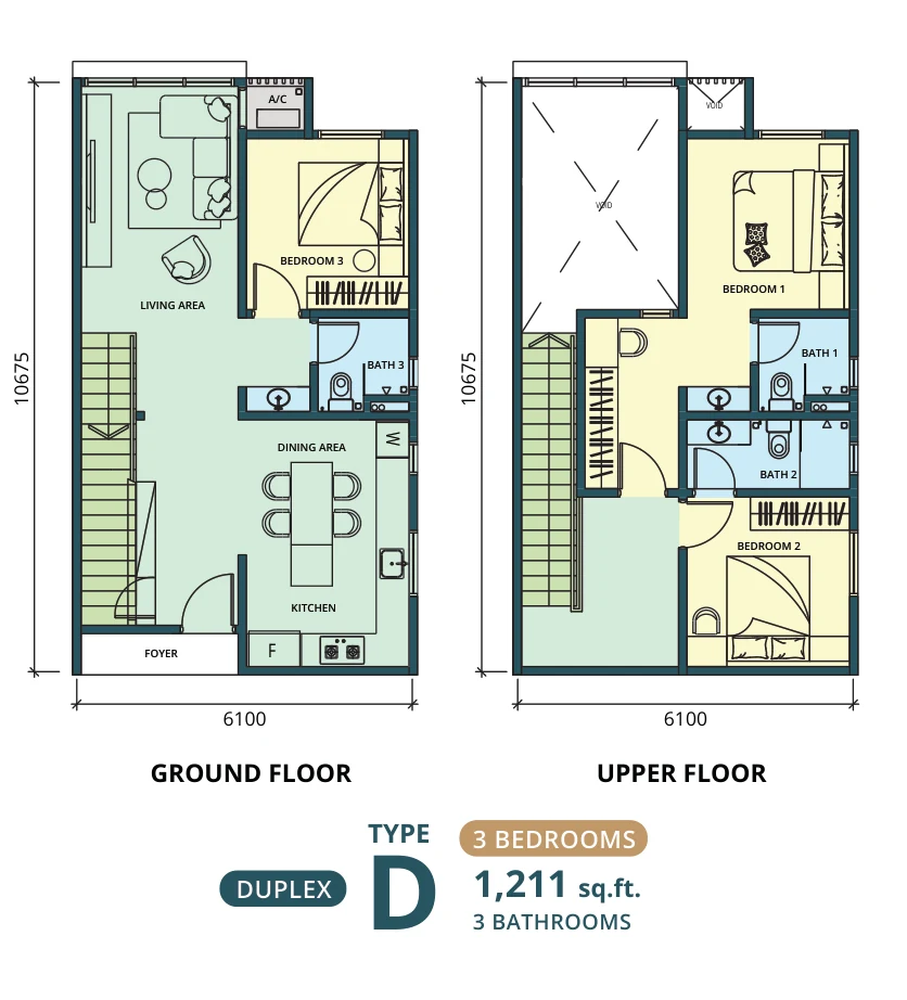 Type D — 1,211 sqft