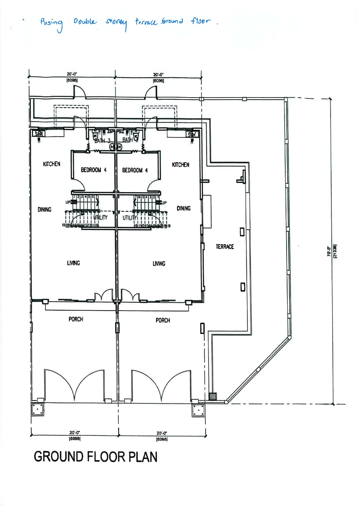 Type Double Storey Terrace β 20' x 70' land sqft