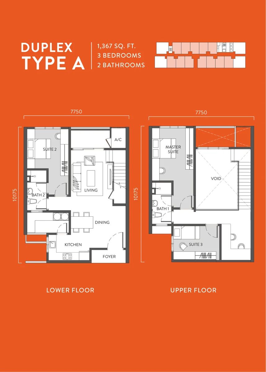 Type Duplex A — 1,367 sqft