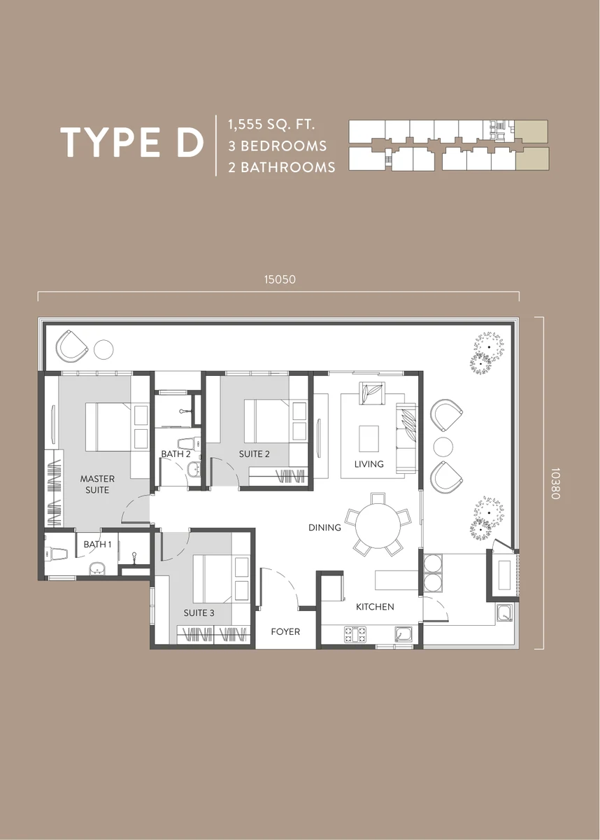 Type D — 1,555 sqft