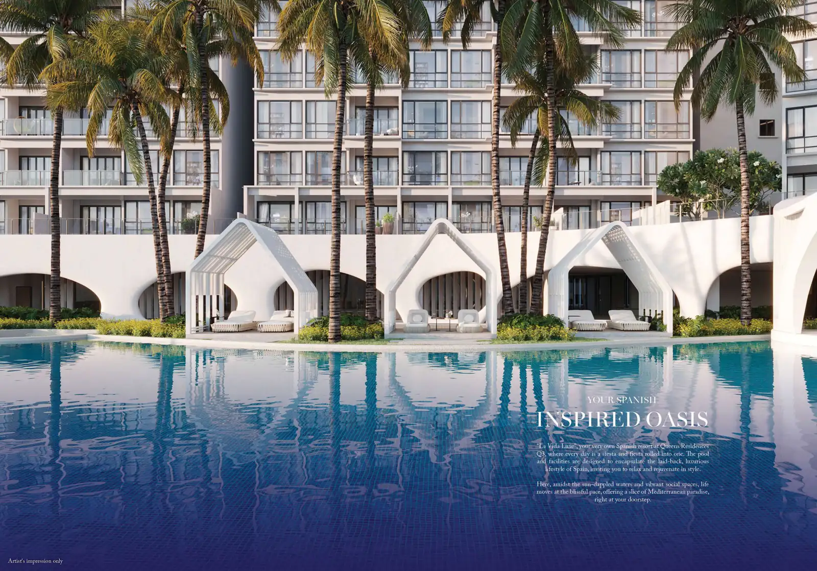 Queens Residences 3 pool and facade
