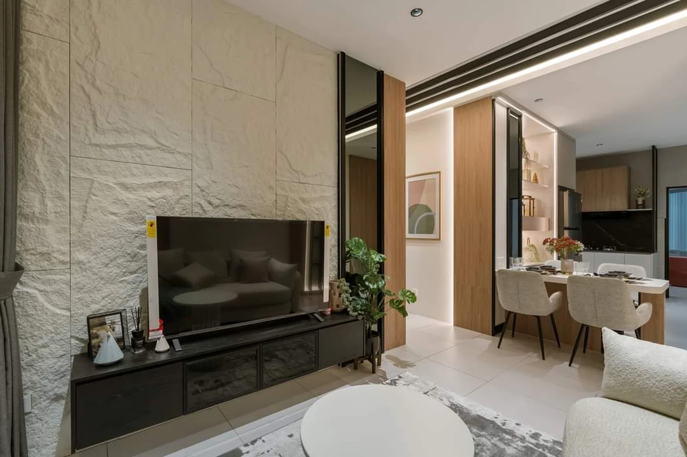 raffles 188 living with tv wall