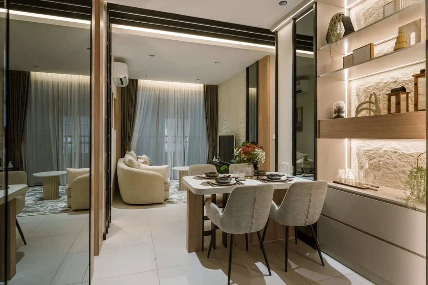 raffles 188 show unit living and dining