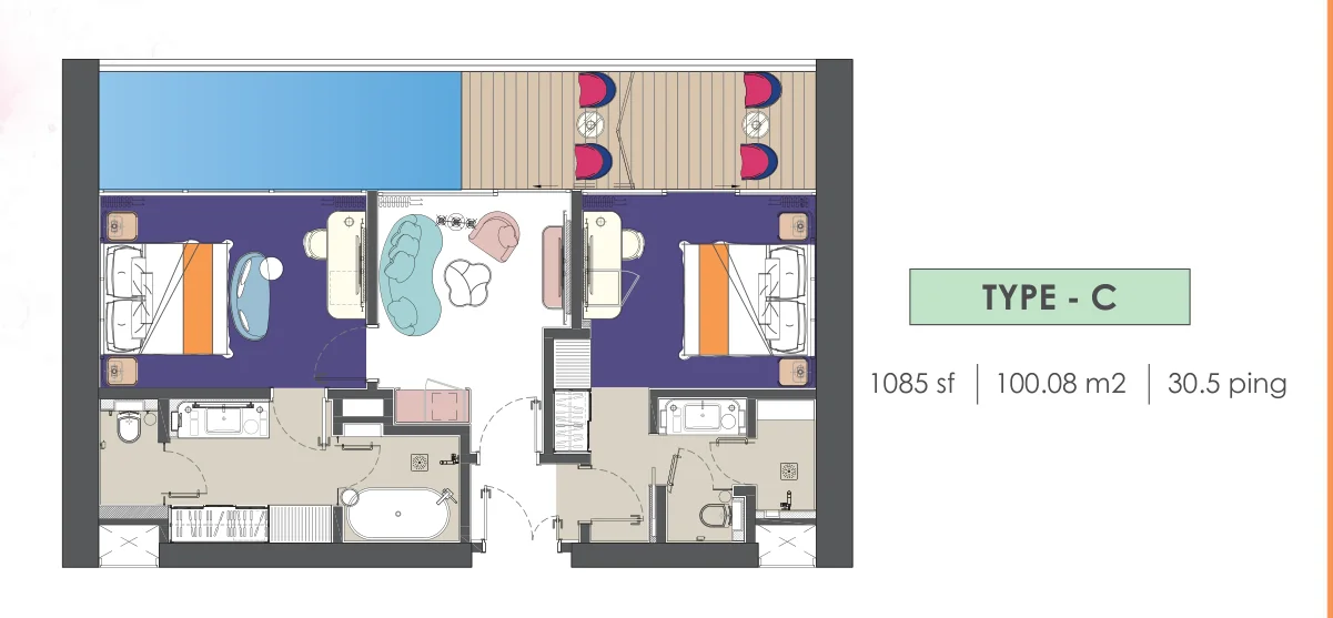Type C (Dual Key) Floor Plan