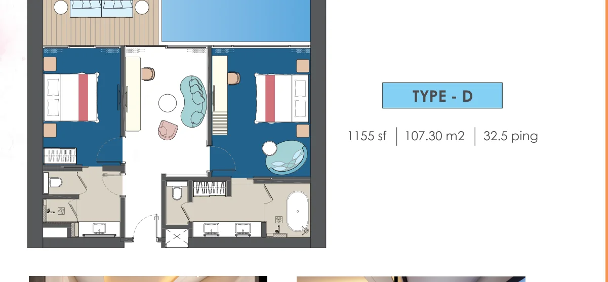 Type D — 1,155 sqft