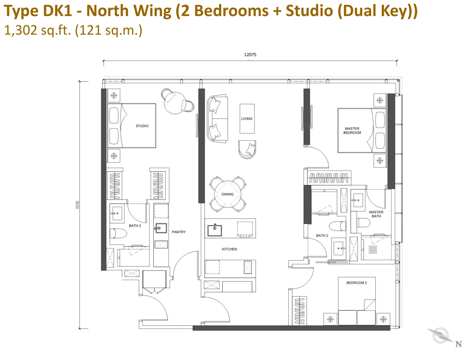 Type DK1 — 1,302 sqft