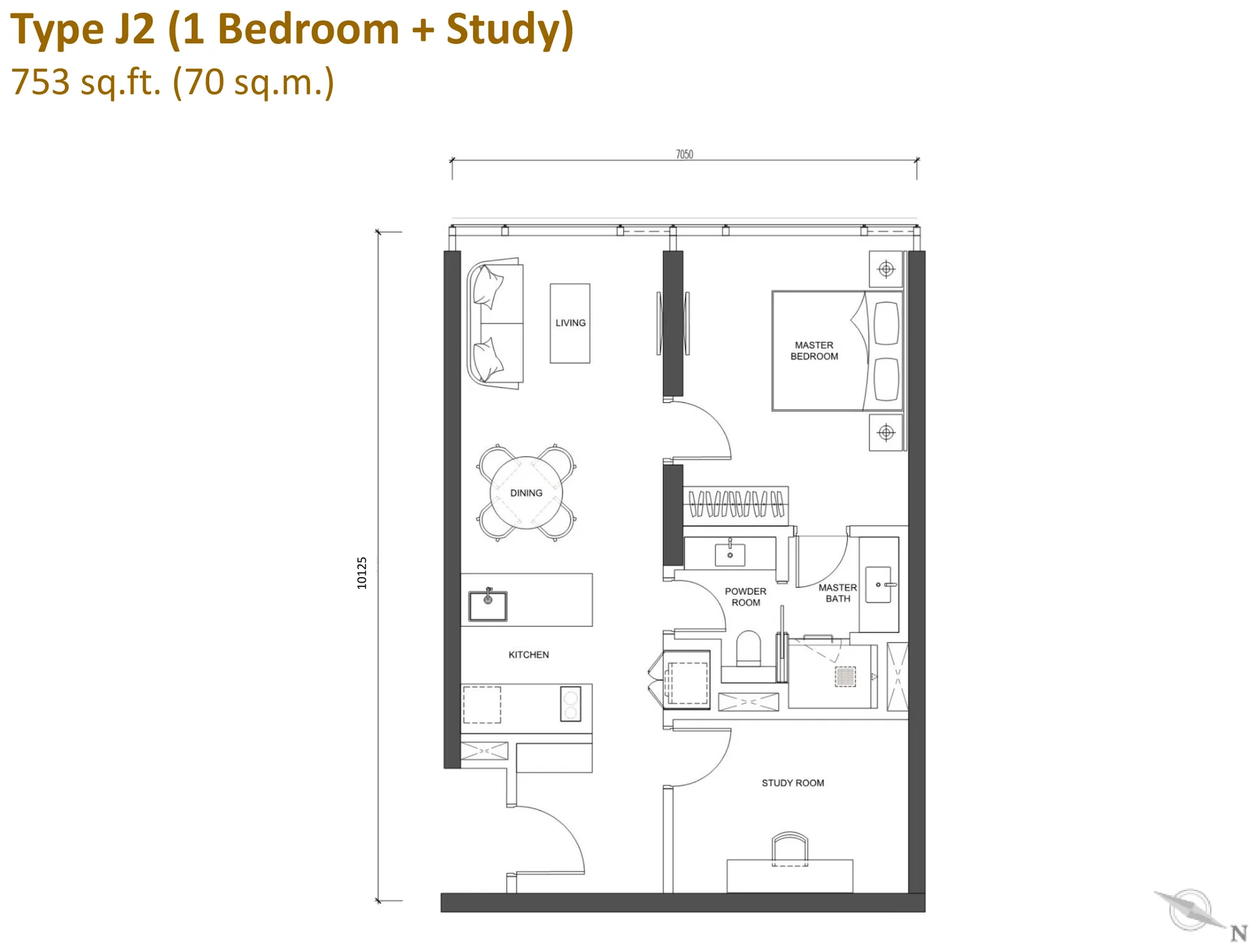 Type J2 — 753 sqft