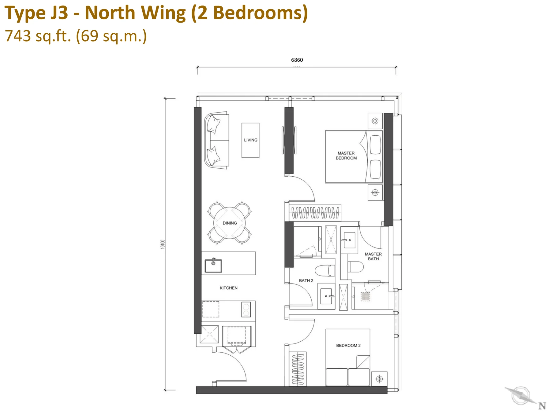 Type J3 — 743 sqft