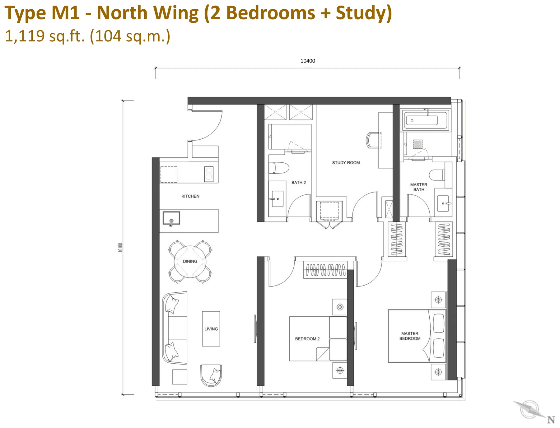 Type M1 — 1,119 sqft