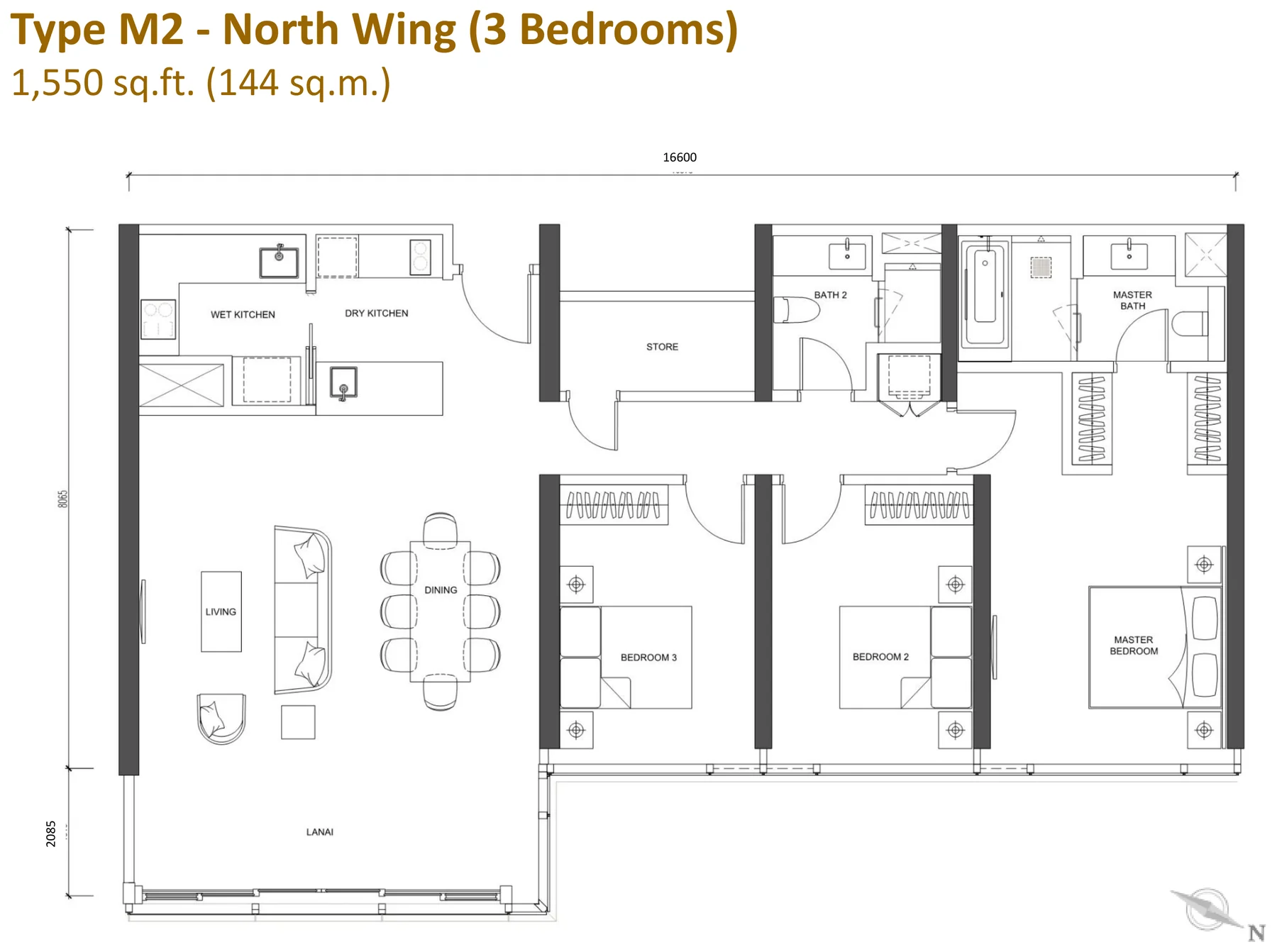 Type M2 — 1,550 sqft