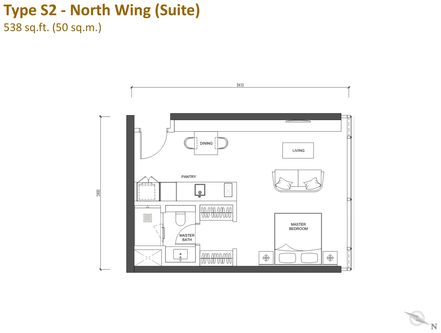 Type S2 — 538 sqft