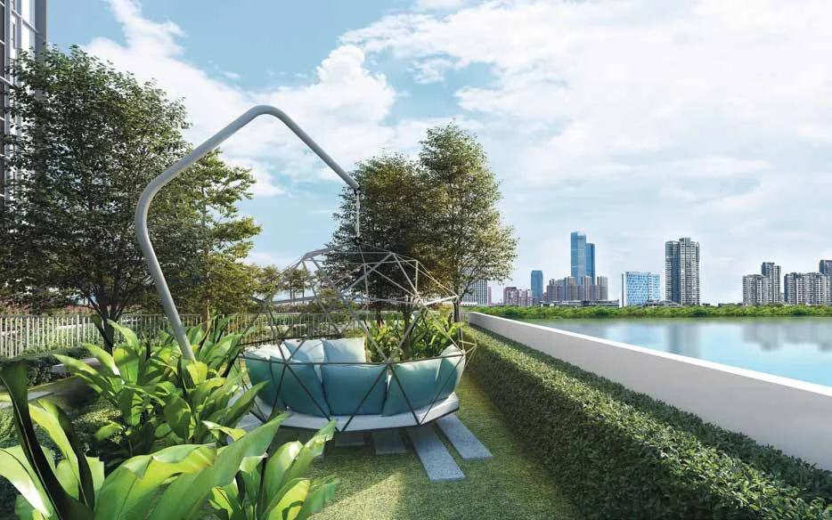 Sanderling Cyberjaya pool deck with lake view