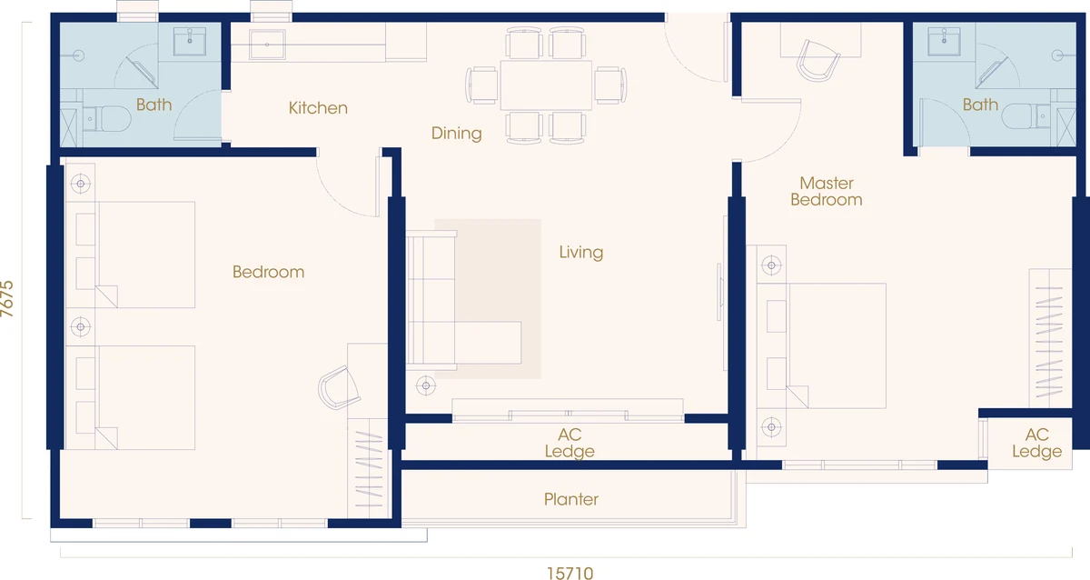 Type E — 1296 sqft