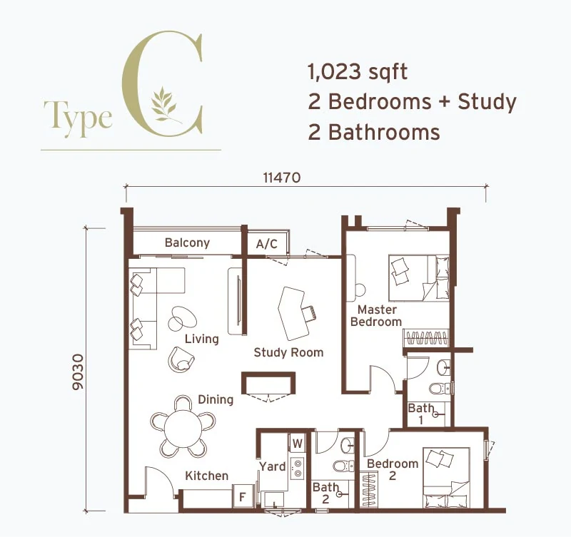 Type C — 1023 sqft