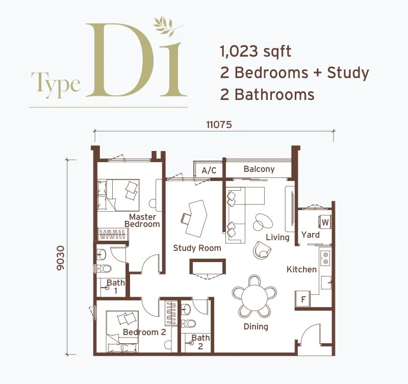 Type D — 1023 sqft