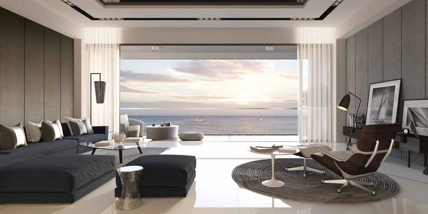 Southern Marina Residences living area with sea view